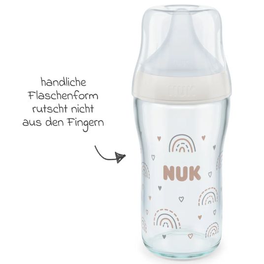 Nuk Bottiglia di vetro 2-pack Perfect Match 230 ml + tettarella in silicone taglia M - arcobaleno - bianco