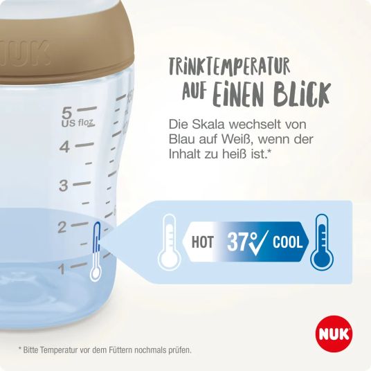 Nuk Glas-Flasche 2er Pack Perfect Match 230 ml + Silikon Sauger Gr. M - Regenbogen - Weiß