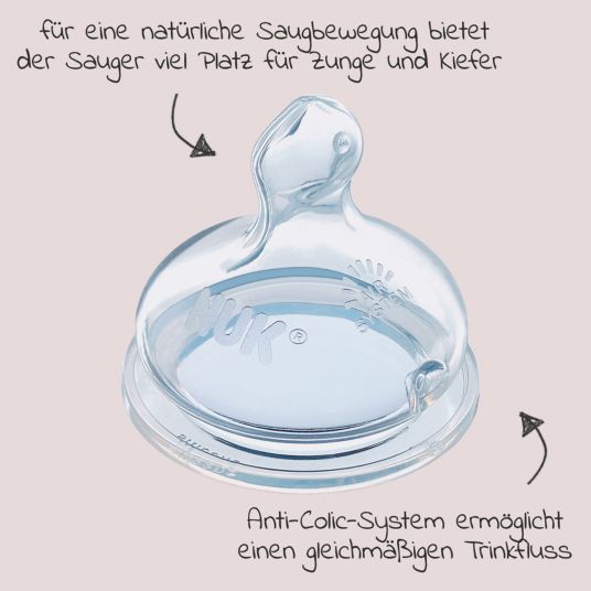 Nuk Glas-Flasche 3er Pack First Choice Plus 120 ml + Silikon-Sauger Gr. 1 M - Temperature Control + GRATIS Flaschenbürste - Sterne