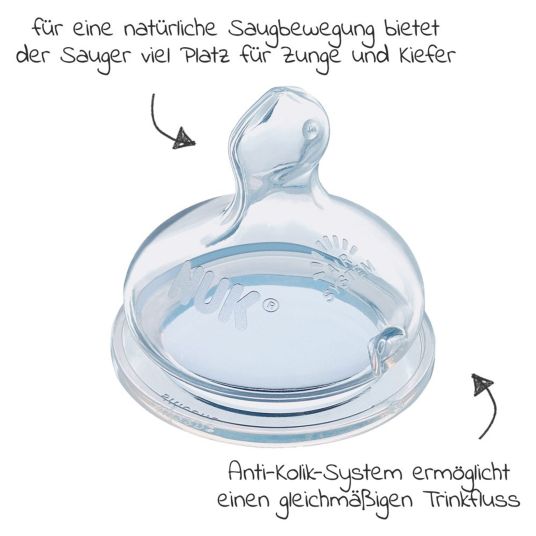 Nuk Glas-Flasche 3er Pack First Choice Plus 240 ml + Silikon-Sauger Gr. 1 M - Temperature Control + Flaschenbürste - Disney Winnie Pooh - Beige
