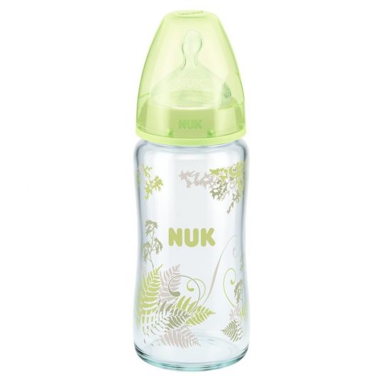 Nuk Glass bottle First Choice 240 ml - Silicone Gr. 1 - Green