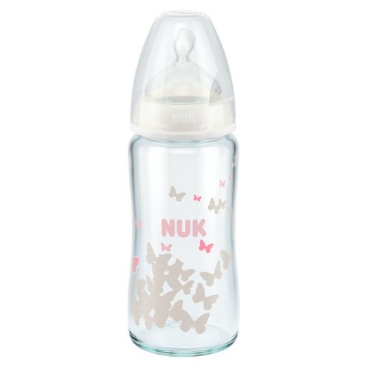 Nuk Glass bottle First Choice 240 ml - Silicone size 1 - White