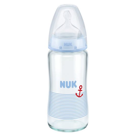 Nuk First Choice Glasflasche 240 ml mit Silikon-Ventilsauger 6 er Pack 