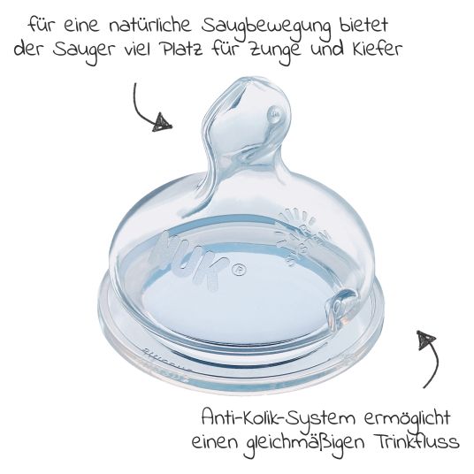 Nuk Glas-Flasche First Choice Plus 240 ml + Silikon-Sauger Gr. 1 M - Temperature Control - Disney Winnie Pooh - Beige
