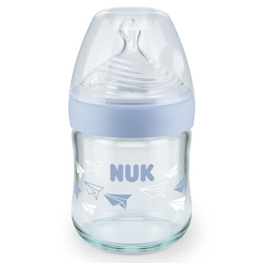 Nuk Glas-Flasche Nature Sense 120 ml - Silikon Gr. 1 S - Blau