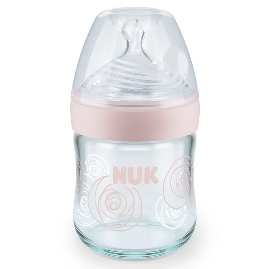 Nuk Glass bottle Nature Sense 120 ml - Silicone Size 1 S - Pink