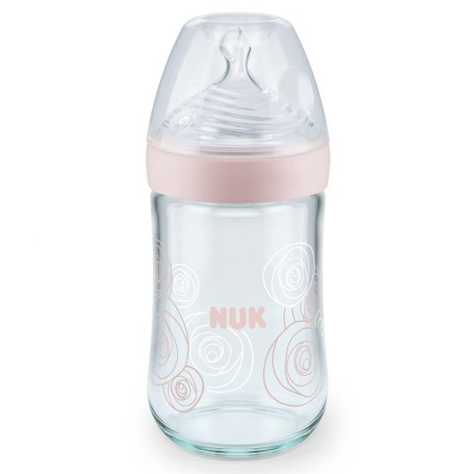 Nuk Glass bottle Nature Sense 240 ml - Silicone Gr. 1 M - Pink