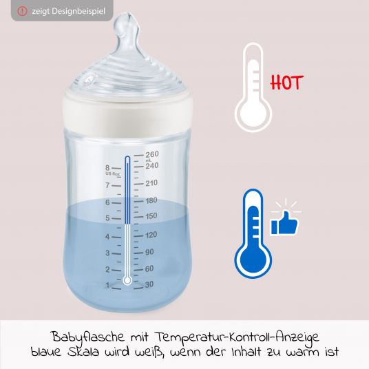 Nuk Glas-Flasche Nature Sense 240 ml + Silikon-Sauger Gr.M - Temperature Control - Weiß