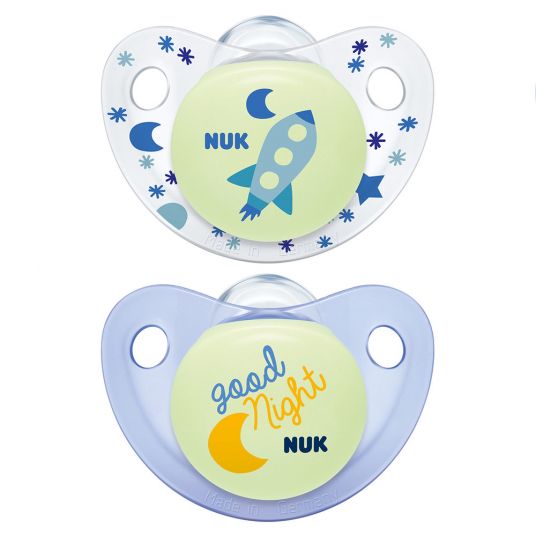 Nuk Luminous pacifier 2-pack Trendline Night & Day - Silicone 0-6 M - Blue