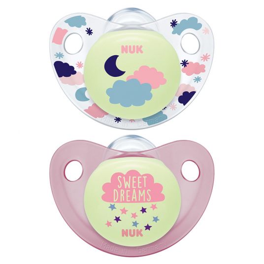 Nuk Luminous pacifier 2-pack Trendline Night & Day - Silicone 0-6 M - Pink