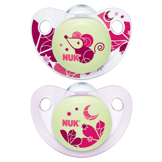 Nuk Luminous pacifier 2-pack Trendline Night & Day - Silicone 6-18 M - Pink