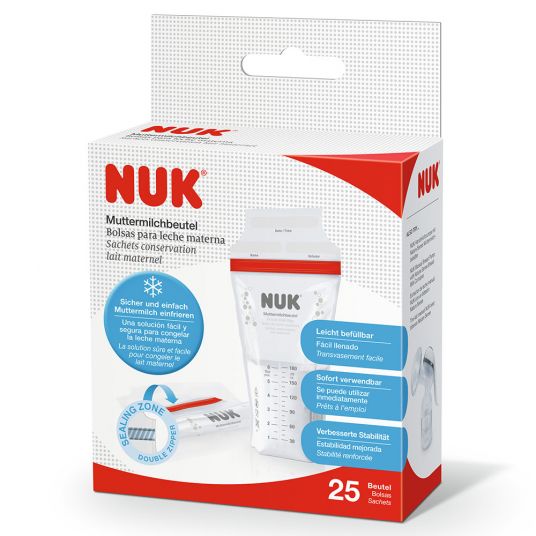 Nuk Breast milk bags 25 pack each 180 ml