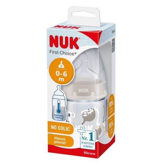 Nuk PA-Flasche First Choice Plus 150 ml + Silikon-Sauger Gr. S - Temperature Control - Beige