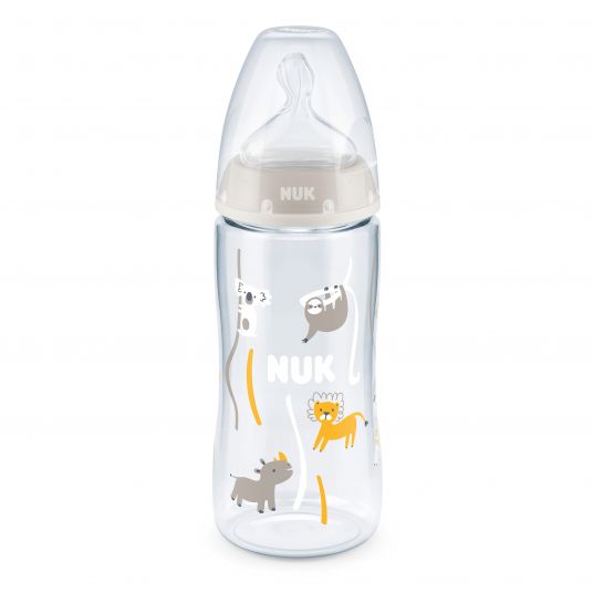 Nuk PA-Flasche First Choice Plus 300 ml + Silikon-Sauger Gr. M - Temperature Control - Beige