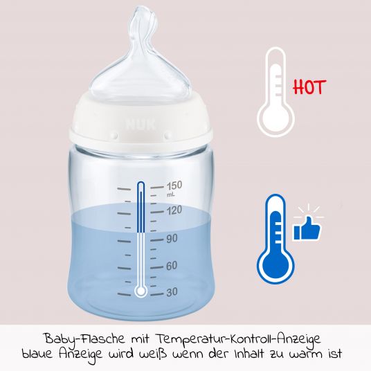 Nuk Bottiglia PA First Choice Plus Temperature Control 150 ml - Silicone Taglia 1 S - Blu