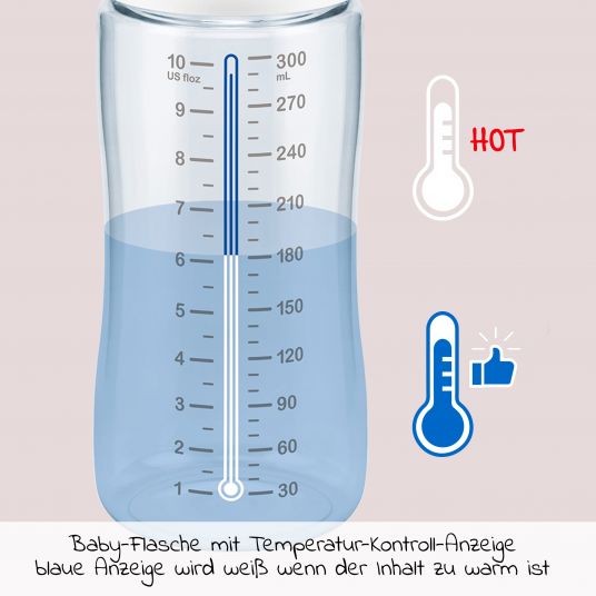 Nuk PA-Flasche First Choice Plus Temperature Control 300 ml - Silikon Gr. 1 M - Rosa