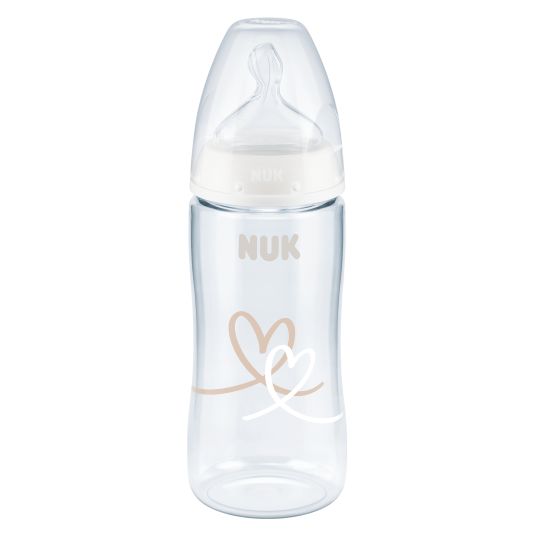 Nuk PP-Flasche 2er Pack First Choice Plus 300 ml + Silikon-Sauger Gr. 1 M - Temperature Control - Beige