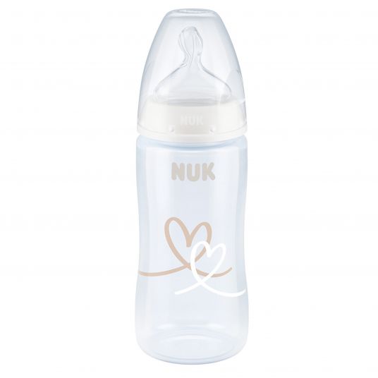 Nuk PP-Flasche 3er Pack First Choice Plus 300 ml + Silikon-Sauger Gr. M - Temperature Control - Rosa