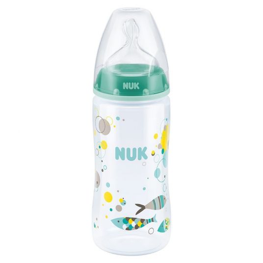 Nuk PP bottle First Choice+ 300 ml - silicone size 2 - bubble fish green