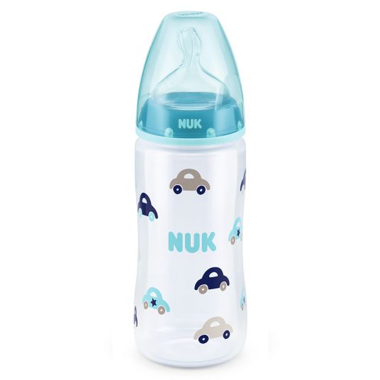 Nuk PP bottle First Choice Plus 300 ml - Silicone Size 1 M - Car - Blue