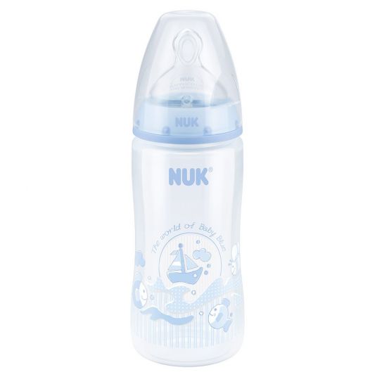 Nuk PP bottle First Choice Plus 300 ml - silicone size 1 M - Baby Blue