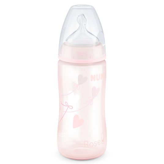 Nuk PP bottle First Choice Plus 300 ml - silicone size 1 M - Baby Rose