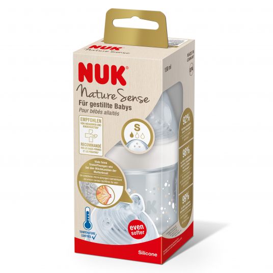 Nuk PP bottle Nature Sense 150 ml + silicone teat size S - Temperature Control - White
