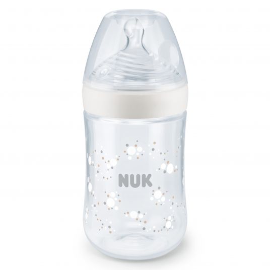 Nuk PP-Flasche Nature Sense 260 ml + Silikon-Sauger Gr. M - Temperature Control - Weiß