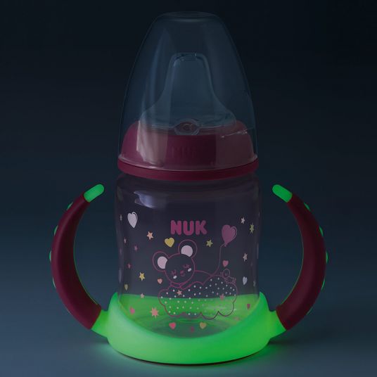 Nuk PP Drinking Bottle First Choice - Glow in the Dark 150 ml - Silicone Spout - Red