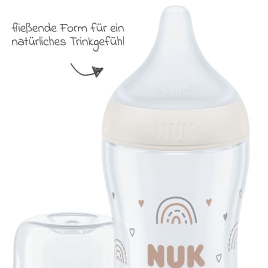 Nuk Premium PP-Flaschen-Set Perfect Match 11-tlg. - 6 Babyflaschen + Flaschenbürste + Milchpulverportionierer + 3 Spucktücher - Regenbogen - Weiß