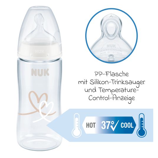 Nuk Premium Starter-Set 11-tlg. - Dampfsterilisator Vario Express + 6 Glas-Flaschen Perfect Match + 3 Spucktücher - Regenbogen - Weiß