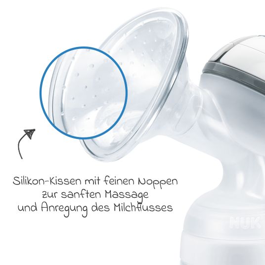 Nuk Premium Still-Set Basic 8-tlg. - Handmilchpumpe + 4 Glas-Flaschen Perfect Match + 3 Spucktücher - Regenbogen - Weiß