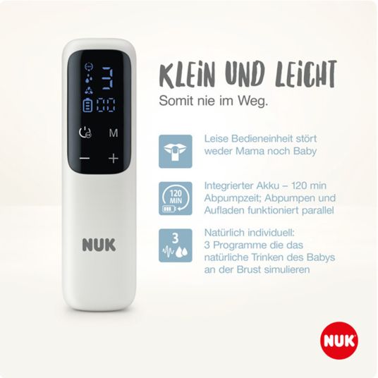 Nuk Premium Still-Set Deluxe 67-tlg. - elektr. Milchpumpe Soft&Easy + 3 PP-Flaschen Perfect Match + 60 Stilleinlagen + 3 Spucktücher - Regenbogen - Weiß