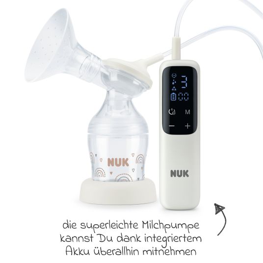 Nuk Set allattamento Premium deluxe 68 pezzi - tiralatte elettrico Soft&Easy + 4 bottiglie di vetro Perfect Match + 60 cuscinetti per l'allattamento + 3 panni per il ruttino - arcobaleno - bianco