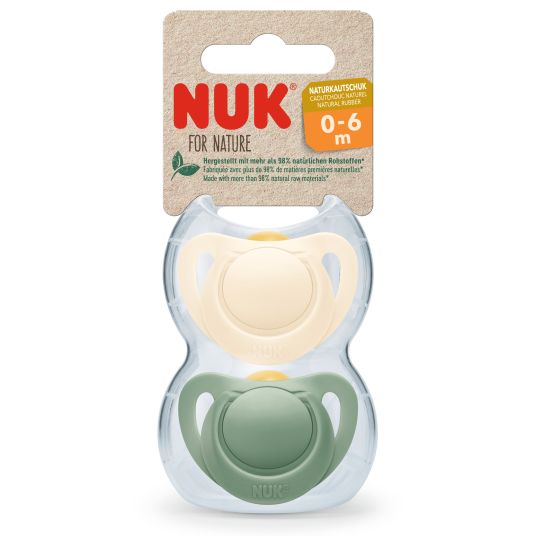 Nuk Pacifier 2-pack for Nature - Latex 0-6 M - Green / Beige
