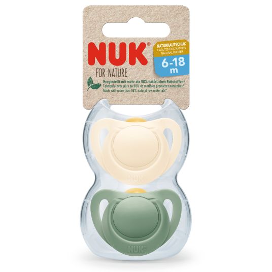 Nuk Pacifier 2-pack for Nature - Latex 6-18 M - Green / Beige