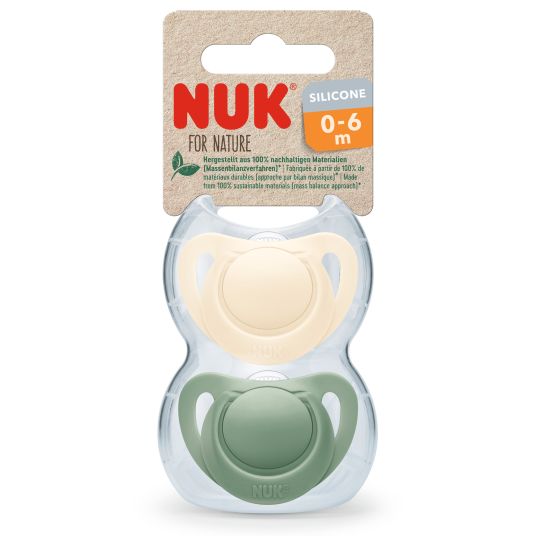 Nuk Pacifier 2-pack for Nature - Silicone 0-6 M - Green / Beige