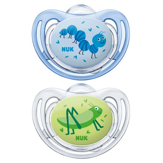 Nuk Pacifier 2 Pack Freestyle - Silicone 0-6 M - Blue Green