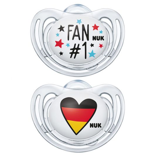 Nuk Pacifier 2 Pack Freestyle - Silicone 18-36 M - Football Edition - Fan & Heart