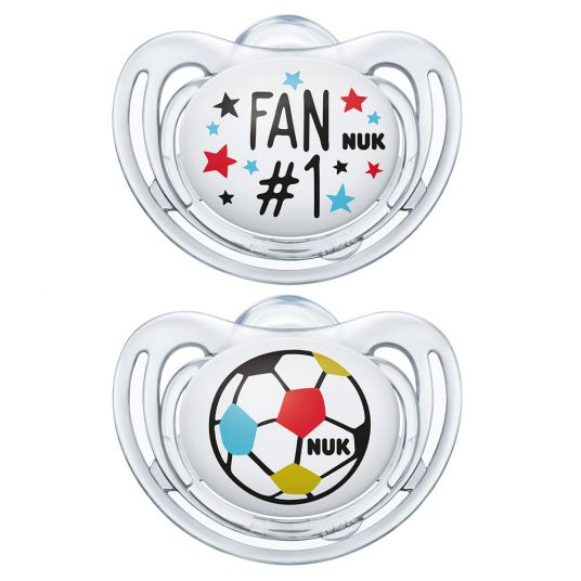 Nuk Pacifier 2 Pack Freestyle - Silicone 6-18 M - Football Edition - Fan & Ball