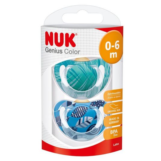 Nuk Pacifier 2 Pack Genius Color - Latex 0-6 M - Blue