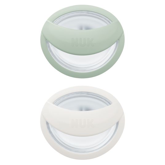 Nuk Succhietto 2-pack MommyFeel - Silicone 0-9 M - Menta / Bianco sporco