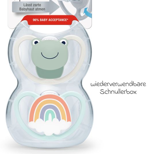 Nuk Schnuller 2er Pack Space - Silikon 0-6 M - Frosch / Regenbogen