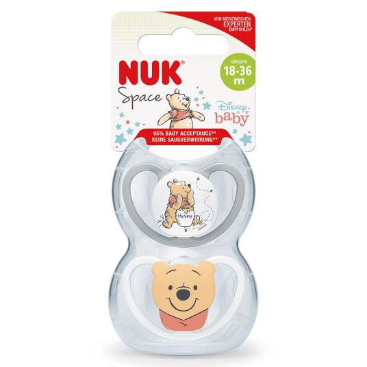 Nuk Pacifier 2 Pack Space - Silicone 18-36 M - Disney Winnie Pooh