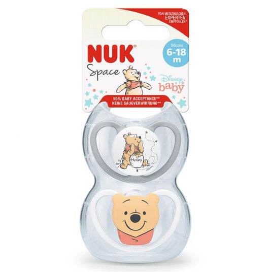 Nuk Pacifier 2 Pack Space - Silicone 6-18 M - Disney Winnie Pooh