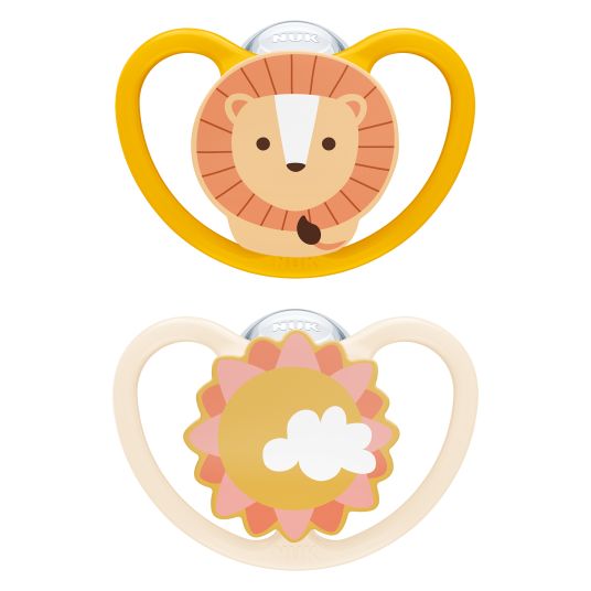 Nuk Pacifier 2-pack Space - Silicone 6-18 M - Lion / Sun