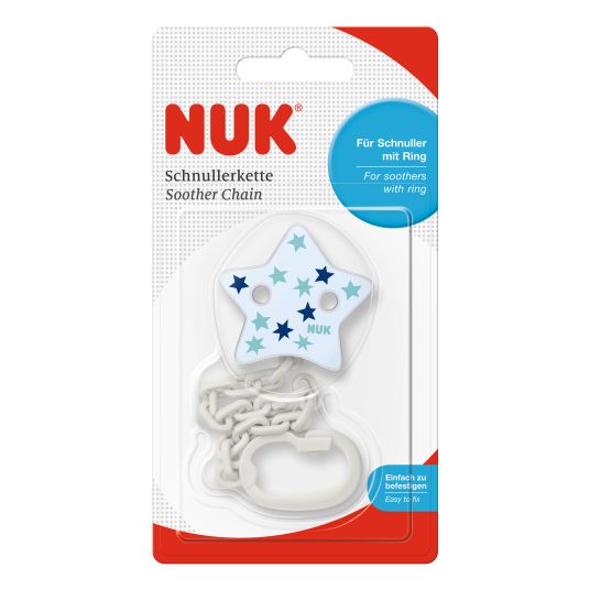Nuk Pacifier chain for pacifier with grasping ring - Star - Blue
