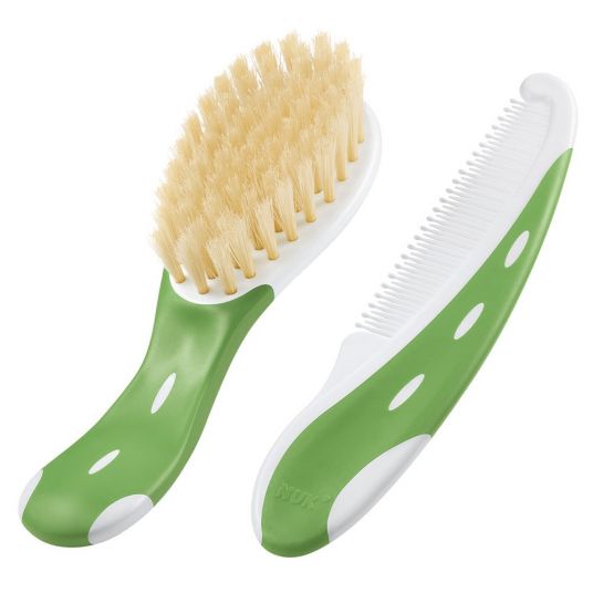 Nuk Set di pettine e spazzola per capelli naturali - Verde