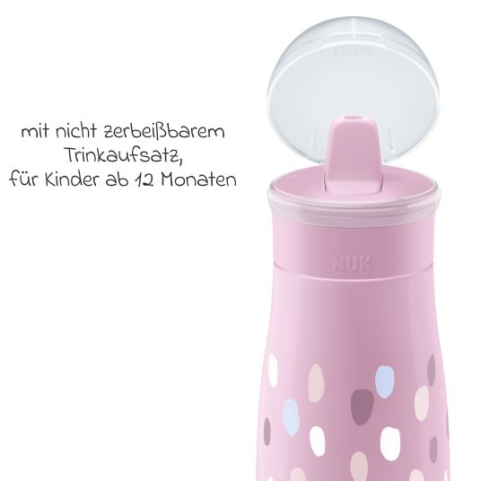 Nuk Trinkflasche Mini-Me Flip Cup - mit bissfestem Trinkaufsatz 450 ml - Punkte - Violett