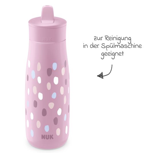 Nuk Trinkflasche Mini-Me Flip Cup - mit bissfestem Trinkaufsatz 450 ml - Punkte - Violett